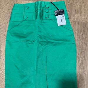 WOMENS GREEN ZIP UP SKIRT